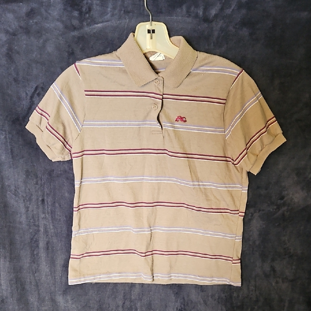 Vintage Boy's Grey Striped Polo Shirt